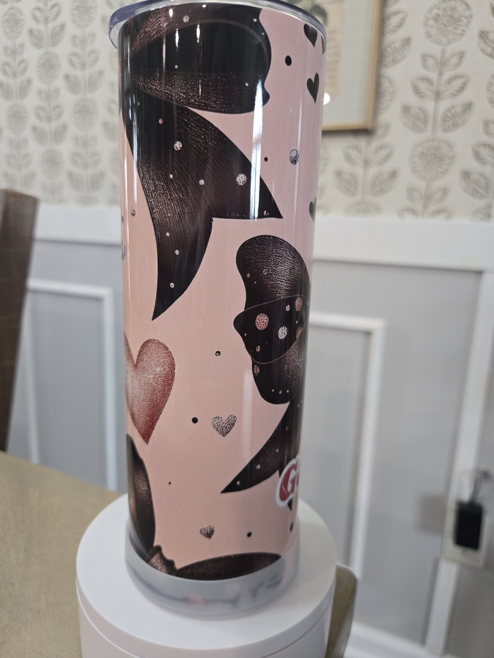 Pink Heart & Floral Patterned Decorative Vase